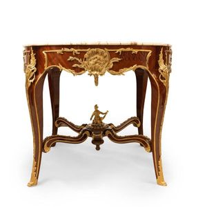 Mesa de Entrada Clásica de Lujo con Tapa de Mármol, Latón y Madera - Product Image 2