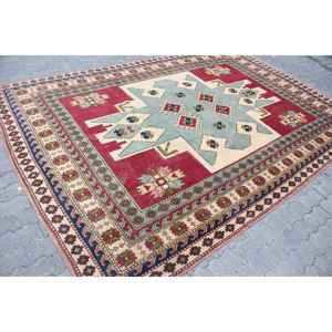 Alfombra Turca Vintage de 7.3x10.5 pies, Alfombra Extra Grande, Alfombra Oriental Roja - Product Image 3