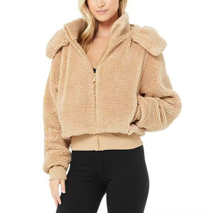 Premium Women's Full-Zip <b>Fleece</b> <b>Jacket</b> with Adjustable <b>Hood</b>, and Cozy Sherpa Lining for All-Season Warmth and Style - Product Image 1