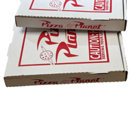 Boîtes Pizza Planet 16 pouces blanches/rouges gaufrées personnalisables, matériau recyclé alimentaire, pelliculage mat, revêtement UV, fournisseur en gros