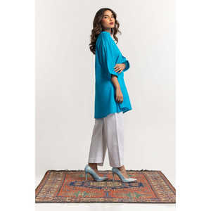 Túnica Teñida Dobby KJ-43242 100% Lino Transpirable de Cintura Media con Pantalones Anchos y Decoración de Botones - Product Image 2