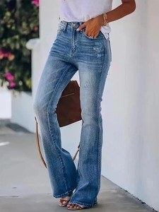Nouveau jean décontracté à la mode pour femmes avec denim lavé à cordon de serrage, jean polyvalent pour un usage quotidien - Product Image 3
