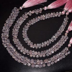 Quartz Rose naturel à facettes larme Briolette perles 6x8mm perles de pierres précieuses en vrac pour la fabrication de bijoux bricolage artisanat en gros - Product Image 6