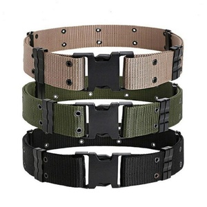 Adjustable Rip Stop Nylon Tactical Waist Gun Belt Heavy Gauge <b>Metal</b> Fittings 32 Brass <b>Eyelets</b> Green Fabric Quick Release for - Product Image 2