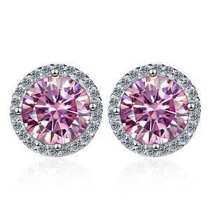 925 <b>Silver</b> Pink VVS Moissanite Diamond <b>Stud</b> Earring Luxury 14K Gold Hip Hop Style for Weddings or Parties Moissanite Earrings - Product Image 4