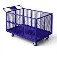 Troli Dorong Gudang Logistik Berpagar untuk Kurir Supermarket - Beroperasi Senyap - Pilihan Warna-warni - Roda Karet 6 Inci