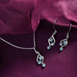 CLARA Juego de Collar y Pendientes de Plata de Ley 925 con Colgante Valentina, Joyería Fina para Mujer - Product Image 2