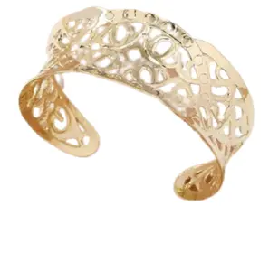 仿古复古手工金属黄铜袖口手链为女性时尚手链从印度批发