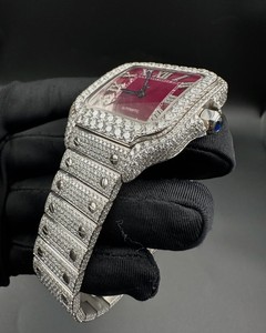 Nouvelle montre-bracelet carrée de luxe tendance pour homme, entièrement sertie de diamants, étanche, à quartz avec mouvement mécanique, pour lui et pour elle - Product Image 3