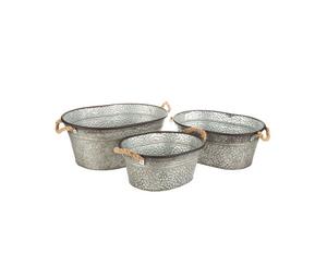 Grossiste Ensemble de trois jardinières faites à la main en métal galvanisé Jardinière en métal galvanisé Articles de jardin - Product Image 4