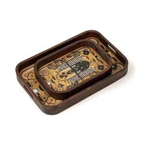 Ensemble de service en MDF de nouvelle conception, plateau en bois de qualité supérieure avec poignée carrée pour le déjeuner et le dîner - Product Image 3