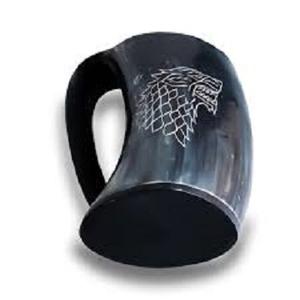 Taza de cuerno con mango curvo decorativo, taza de cuerno de búfalo con grabado pulido auténtico, tamaños personalizados, taza de cuerno de vikingos - Product Image 2
