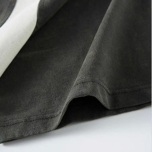 เสื้อถักผ้าฝ้ายฟอกกรดไซส์ใหญ่พิเศษสำหรับผู้ชายเสื้อ100% ปักโลโก้ตามสั่ง - Product Image 5