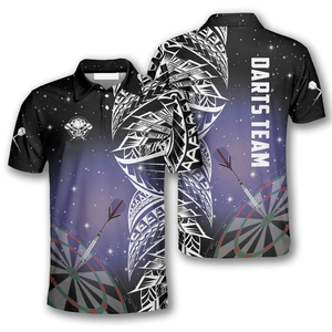 เสื้อปาเป้าสำหรับผู้ชายเสื้อโปโลพิมพ์ลายพิมพ์ซับลิเมชันเสื้อดาร์ททำจาก MDJ-0054แห้งเร็วงานตามสั่ง - Product Image 5