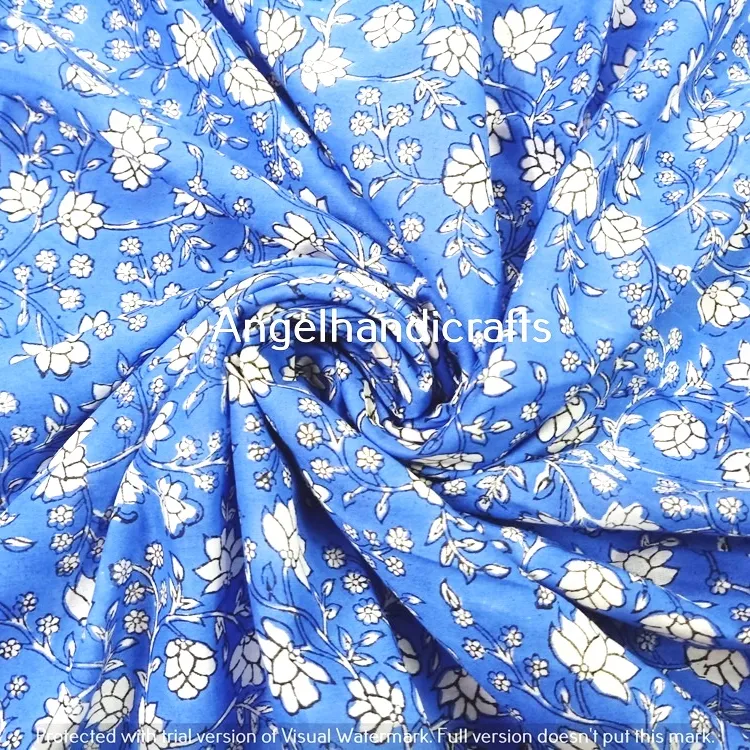Hand Block Printed Cotton Fabrics In Yellow Colour With Custom Print Suitable For Home Decor And Clothing Manufacturers