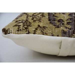 Oreiller Kantha en laine paisley beige vintage 12x20 pouces tissé à la main avec un motif complexe - Product Image 4