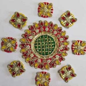 Tapete Rangoli Premium Multicolor para Decoración - Ideal para Diwali, Bodas y Festivales, Diseño Colorido para Portavelas - Product Image 5