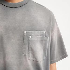 T-shirts délavés à l'acide avec logo personnalisé vintage T-shirts surdimensionnés en coton épais de haute qualité T-shirts pour hommes en détresse - Product Image 3