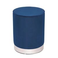 Pouf rond bleu personnalisable, chaise ottoman en velours, mobilier moderne pour salon et chambre, nouveau pouf tendance
