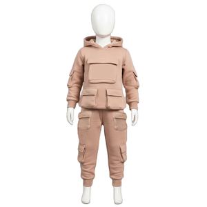 Conjunto de Sudadera con Capucha y Pantalones Deportivos de Algodón Ecológico para Niños, con Cremallera Media, Estilo Urbano y Colores en Contraste - Product Image 6