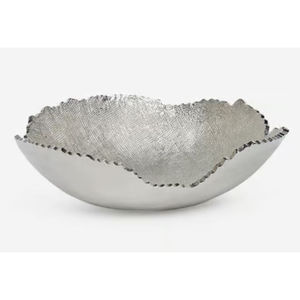 Antique Wavy <b>Edge</b> Design Aluminium Cast Serving Bowl Prime Quality <b>Metal</b> Server Bowl for Special Occasions Competitive Price - Product Image 2