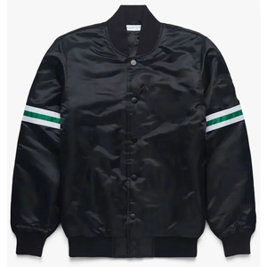 เสื้อแจ็กเก็ตบอมเบอร์กันน้ำผ้าซาตินปักลายวินเทจสำหรับทุกเพศ - Product Image 1