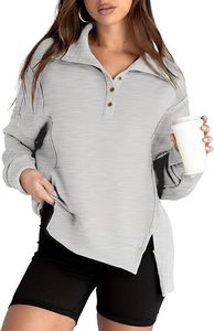 เสื้อสเวตเตอร์โอเวอร์ไซส์สำหรับผู้หญิงเสื้อลำลองแบบสวมหัวคอวีมีกระดุมแขนยาวเสื้อผ้าทรงหลวมเสื้อผ้าแฟชั่นฤดูใบไม้ร่วงกำหนดเองได้สำหรับผู้หญิง - Product Image 2