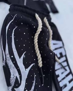 Sweat à capuche en velours de coton ajusté pour homme, style streetwear, séchage rapide, logo personnalisé, couleur sérigraphiée, automne - Product Image 4