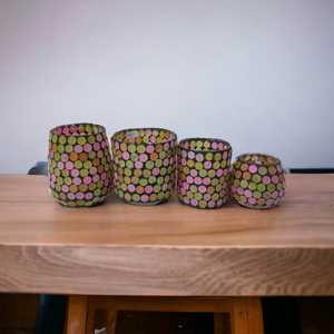 Beaux récipients en verre vides indiens colorés fabriqués à la main support votif de jardin de maison de haute qualité tailles personnalisées autre bougie - Product Image 2