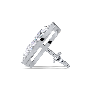 IGI Certified Lab Grown Diamond Marquise Cut Halo <b>Stud</b> Earrings Solid 925 Sterling <b>Silver</b> Navette Diamond <b>Studs</b> - Product Image 3