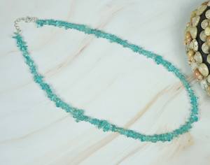 <b>Blue</b> Apatite Uncut 925 Sterling Silver Natural Gemstone <b>Beads</b> Necklace Convertible Bracelet Handmade Christian Wedding Gift - Product Image 3