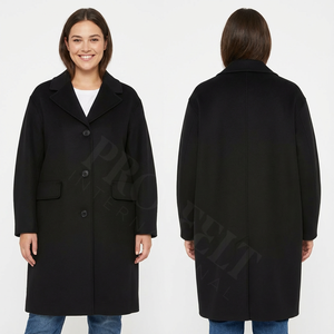 เสื้อโค้ทขนสัตว์แคชเมียร์แท้สำหรับฤดูหนาว ความยาวปานกลาง ติดกระดุม ซับในผ้าไหม สไตล์แฟชั่นหรูหรา คุณภาพพรีเมียม - Product Image 5