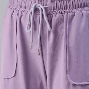 กางเกงสตรีทแวร์ทรงแบนโอเวอร์ไซส์แบบลำลองของผู้หญิงปรับแต่งได้พร้อมเอวกลางยางยืดสำหรับฤดูหนาว - Product Image 6