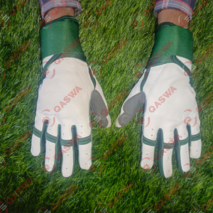 Gants en cuir à manchette longue de conception unique Gants de frappe de baseball de couleur blanche et verte Gants de frappeur de softball en cuir de vente chaude - Product Image 3