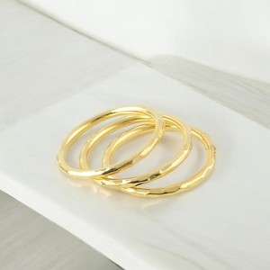 Hermoso juego de anillos medios de Plata de Ley 925 chapado en oro de 18 quilates, 3 piezas, anillos Midi lisos martillados finos, ajuste de bisel, tecnología de incrustaciones - Product Image 2