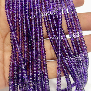 ลูกปัดอะเมทิสต์สีม่วงธรรมชาติ AAA ทรงกลมเรียบ ขนาดประมาณ 4-5 มม. ความยาว 17 นิ้ว - Product Image 1