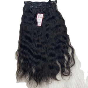 Human Hair Extension Clip Ins Hair Colors Black Natural Wavy Hair Flexible Apply Color Trend Top Quality