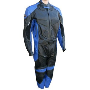 Chándal de cuero para montar en motocicleta, 2 piezas, azul/negro, S - Product Image 1