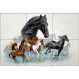 Verdayle caballo azulejo Backsplash arte equino cerámica Mural colgante de pared - Product Image 1