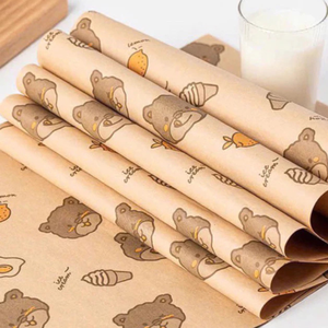 Papier kraft écologique imprimé personnalisé papier d'emballage alimentaire biodégradable et sulfurisé pour micro-ondes pour sandwich à hamburger rapide - Product Image 1