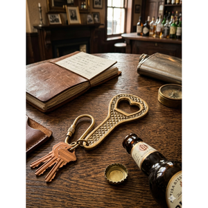 Décapsuleur porte-clés en alliage de cuivre en forme de cœur complexe, personnalisable avec logo OEM, en alliage de zinc, tire-bouchon pour ouvrir les bouchons - Product Image 1