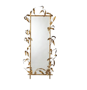 Miroir mural moderne portable en métal avec bordure en forme de feuille, forme arrondie, miroir mural décoratif durable - Product Image 3