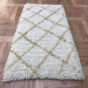 Tapis écologique moderne de luxe en laine blanche de couleur unie fait à la main ensemble de tapis antidérapant pliable pour la décoration de sol de chambre à coucher - Product Image 6