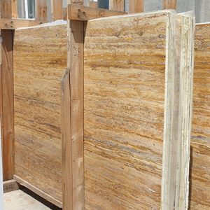 Dalles de travertin jaune or de Toscane Carrelages de sol muraux durables intérieurs/extérieurs coupés en veine de 12mm Carreaux de sol en jaune beige - Product Image 2