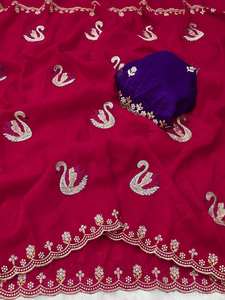 ส่าหรีผ้าไหมพรีเมี่ยมที่สวยงามเสื้อทำงานลายเพชรและปักลูกไม้สำหรับผู้ใหญ่ - Product Image 2