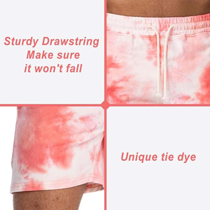 Shorts de sport pour hommes personnalisés avec logo, style streetwear, en coton, tie-dye, respirants, avec poches, écologiques, OEM disponible en gros - Product Image 4