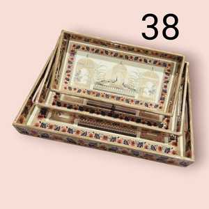 Juego de bandejas de madera para servir Ramadán, color personalizado, 3 uds., bandeja de comida impresa Rectangular para el hogar, restaurante, Servicio para el hogar - Product Image 5