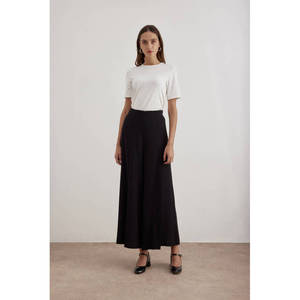 Women's <b>Pleated</b> Detail Trouser <b>Skirt</b>-<b>Black</b> - Product Image 1