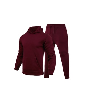 OEM <b>Men's</b> Spring Autumn Fashion <b>Pullover</b> Tracksuit Set Eco-Friendly Hooded Fleece Jacket Solid Pattern 2-in-1 Design Elastic - Product Image 3