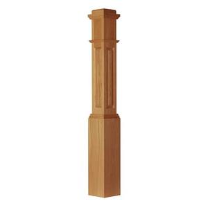 Escalier en bois durable Boîte à panneau plat traditionnelle 4191FP Newel 55 pouces avec pyramide interchangeable et capuchons plats - Product Image 4